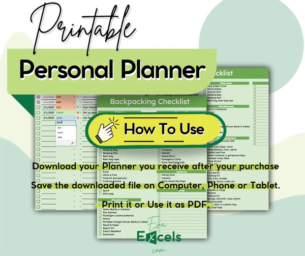 The Ultimate Personal Planner & Checklist Bundle (Excel Edition) Eva Excels
